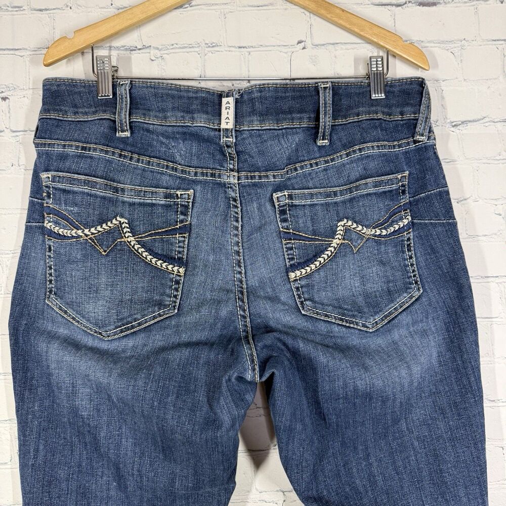 Ariat Real Denim Jeans 33 Blue Western Cowgirl Mid Rise Straight Waistband - Picture 10 of 16